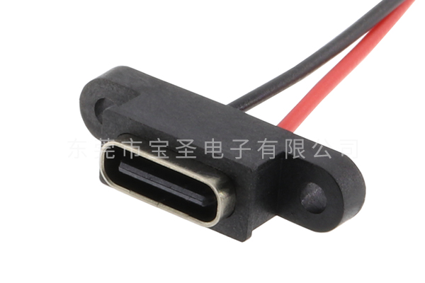 防水TYPE C 板上 2PIN 帶耳 焊線(xiàn)BS-USBC-1213-L